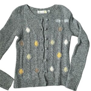 Charlie & Robin gray wool cardigan sz XS cable knit boho cottagecore sweater